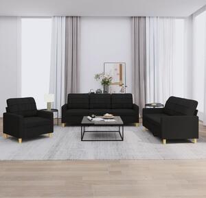 Maison Exclusive – 3-dielna sedacia súprava s vankúšmi, čierna látka