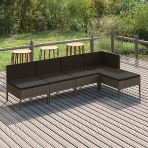Maison Exclusive – 5-dielna záhradná súprava s vankúšmi z polyratanu, sivá