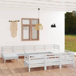 Maison Exclusive - 11-dielna záhradná sedacia súprava, biela, borovicový masív