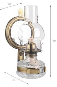 Brilagi - Petrolejová lampa so zrkadlom MERLIN zlatá/patina
