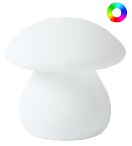Vonkajšia stolová LED lampa biela syntetický materiál tvar hríbika IP54 vodoodolné s diaľkovým ovládaním záhradné osvetlenie