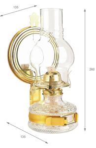 Brilagi - Petrolejová lampa s zrkadlom MERLIN lesklá zlatá