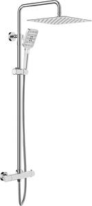 Sprchový systém Rainsworth s termostatom, 30 cm štvorcový dážď z nehrdzavejúcej ocele, 3 režimy prúdu, sprchová súprava 92-126 cm, chróm