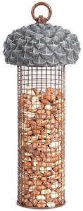Závesné kŕmidlo pre vtáky Acorn2, 27,5x10 cm, kov/polyesterová živica, sivá