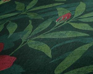 Vliesové tapety na stenu Cuba 38028-1, rozmer 10,05 m x 0,53 m, kvety syto ružové s listami na zelenom podklade, A.S.Création