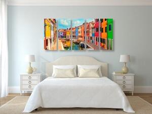 5-dielny obraz pastelové domčeky v mestečku - 100x50
