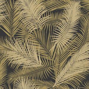 Vliesové tapety na stenu Eden J98202, palmové listy béžovo-zlaté s metalickým odleskom, rozmer 10,05 m x 0,53 m, UGEPA