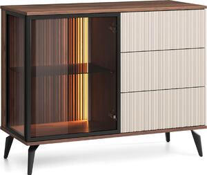 Dawson KSZ103 komoda - Orech - Kašmír - Presklené - LED osvetlenie - Šírka 103 cm, výška 80 cm, hĺbka 39 cm