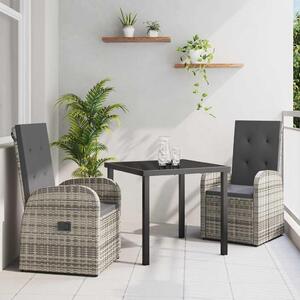 Maison Exclusive – Záhradná jedálenská súprava, 3 kusy, sivý polyratan