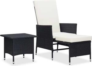 Maison Exclusive – 2-dielna záhradná súprava s vankúšmi z polyrotangu, čierna