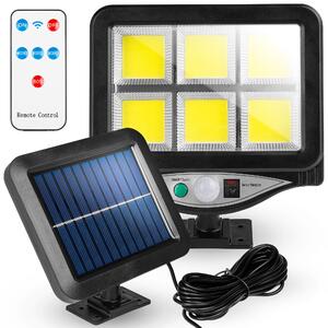 MasterLED solárny reflektor s detektorom pohybu vonkajší 6xCOB LED 250lm IP44 s diaľkovým ovládaním nástenný reflektor čierny