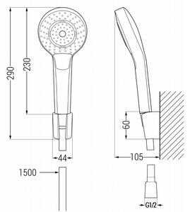 Mexen R-05 bodová sprchová súprava, biela- 785055052-20
