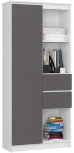 Ak furniture Knižnica R 80 cm CLP R15 biela/grafit