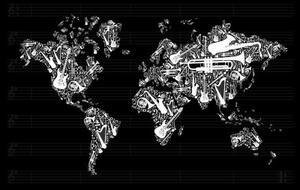 Obraz hudobná mapa sveta - 60x40