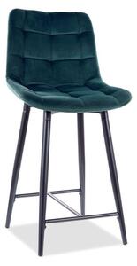 Barová stolička Signal CHIC VELVET H-2 čierny mat/zelená bluvel 78