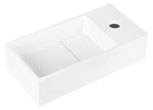 Umyvadlo na dosku – Solid Surface, odolné proti poškriabaniu – montáž na stenu s otvorom pre batériu – kompaktné umyvadlo do kúpeľne – 36 x 18,5 x 9 cm – biele