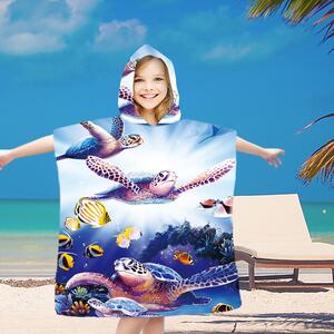 Detské pončo OCEAN WORLD modré 60x120 cm