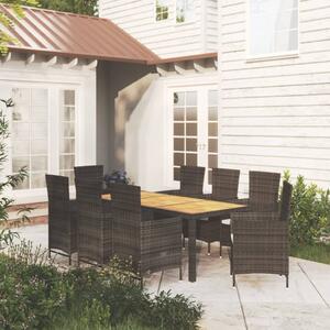 Maison Exclusive – 9-dielna záhradná jedálenská súprava s vankúšmi Poly Rattan Black