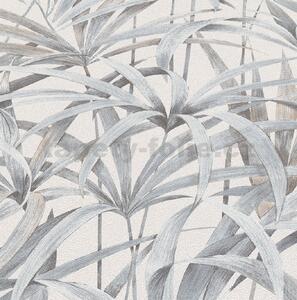 Vliesové tapety na stenu Code Nature 10213-02, rozmer 10,05 m x 0,53 m, listy sivo-béžové na krémovom podklade, Erismann