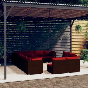 Maison Exclusive – 12-dielna záhradná súprava s vankúšmi, hnedá, z polyrotangu