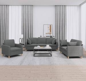 Maison Exclusive – 3-dielna sedacia súprava s vankúšmi, tmavosivá látka