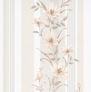 Vliesové tapety na stenu Finesse 10228-02, rozmer 10,05 m x 0,53 m, kvety hnedé s béžovými pruhmi, Erismann