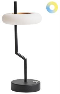 Stolná lampa čierna železo hliník s dotykovým vypínačom nabíjanie cez USB kábel bezdrôtová moderný štýl interiér exteriér