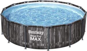 Nastaviteľný bazén Bestway Steel Pro Max, 427 x 107 cm, okrúhly, drevený dekor, vrátane filtračnej pumpy a rebríka