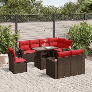 Maison Exclusive – 9-dielna záhradná súprava s vankúšmi, hnedá, polyratan