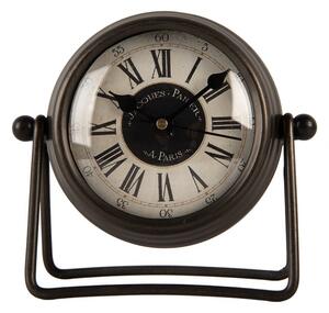 Hnedé antik kovové stolné hodiny Paris - 12*5*11 cm / 1*AA - Clayre & Eef