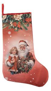 Červená vianočná pančucha Santa M - 25*1*36 cm - Clayre & Eef