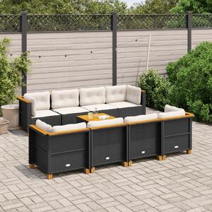 Maison Exclusive – 9-dielna záhradná súprava s vankúšmi, čierna, polyratan