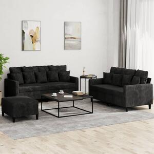 Maison Exclusive – 3-dielna sedacia súprava s vankúšmi, čierny zamat
