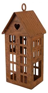Hrdzavý svietnik v tvare domčeka Rustic Charm - 5*6*12 cm - Clayre & Eef