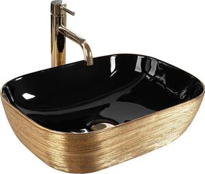 Umyvadlo na desku Rea BELINDA Gold Brush / Black