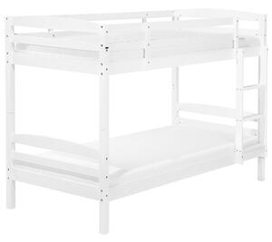 Poschodová posteľ biela borovicové drevo 90 x 200 cm lamely s rebríkom detská izba