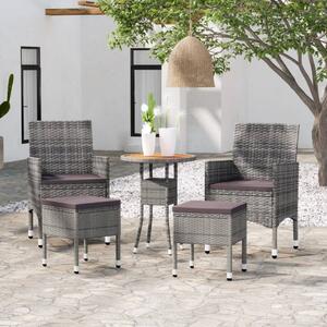 Maison Exclusive – 5-dielna záhradná súprava z polyrotangu v šedej farbe