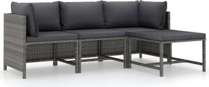Maison Exclusive – 4-dielna záhradná súprava s vankúšmi, polyrotang, sivá