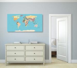 Obraz mapa sveta s názvami - 100x50