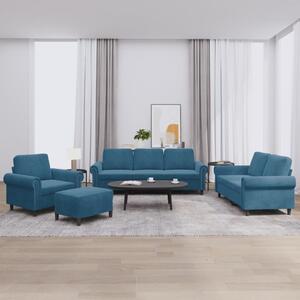 Maison Exclusive – 4-dielna sedacia súprava s vankúšmi, modrý zamat