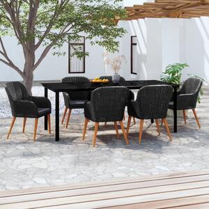 Maison Exclusive – 7-dielna záhradná jedálenská súprava s vankúšmi, čierna