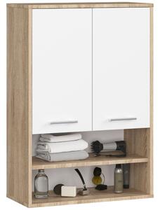 Ak furniture Závesná kúpeľňová skrinka Fin W64 2D 64 cm biela/dub sonoma