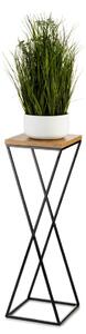 HowHomely Kvetinový stojan LOFT 70 cm čierny/dub lancelot