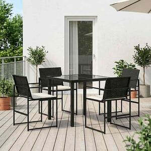 Maison Exclusive – Záhradná jedálenská súprava, 5 kusov, čierna a krémová, vyrobená z polyratanu