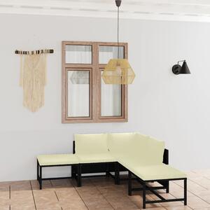 Maison Exclusive – 6-dielna záhradná súprava s vankúšmi z polyrotangu, čierna