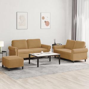 Maison Exclusive – 3-dielna sedacia súprava s vankúšmi, hnedý zamat