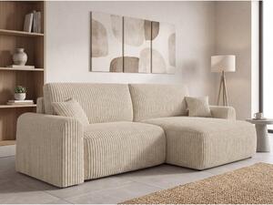 Rozkladacia obojstranná sedacia súprava do L NORDEN TILIA 250x140 cm, krémová
