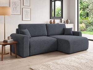 Rozkladacia obojstranná sedacia súprava do L NORDEN PAROS 250x140 cm, tmavosivá