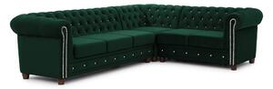 Zelená zamatová rozkladacia rohová pohovka (pravý roh/do L) York Blik – Ropez