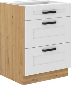 Kondela Dolná kuchynská skrinka Lula 60 D 3S BB - biela / dub artisan
